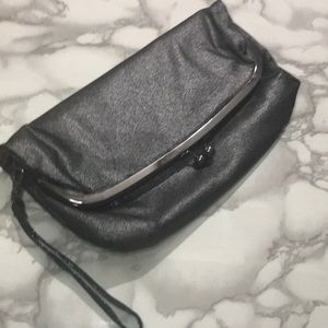 NWOT Silver & Black Metallic Clutch